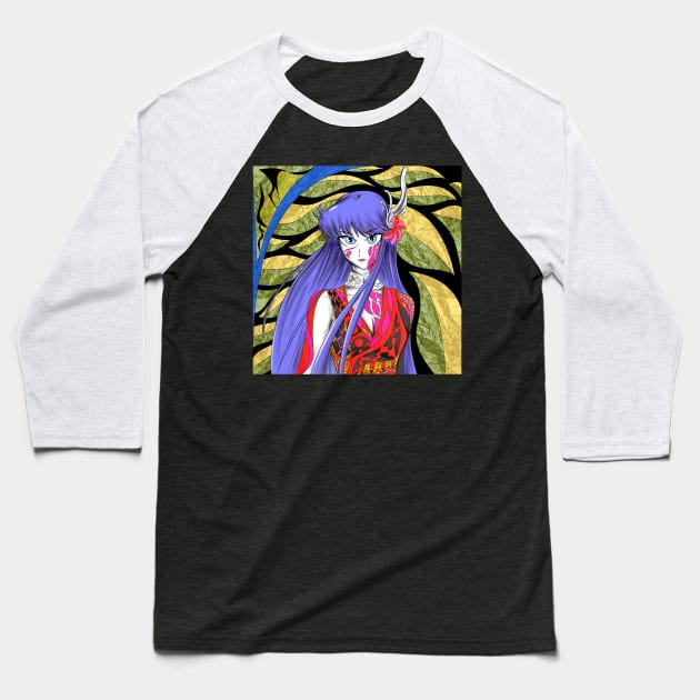 saori kido the athena goddess in totonac cloth ecopop Baseball T-Shirt by jorge_lebeau